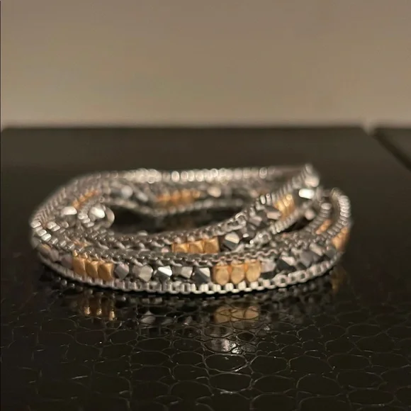 Stella and Dot Silver and Gold tone Women's adjustable wrap Bracelet - Picture 1 of 3